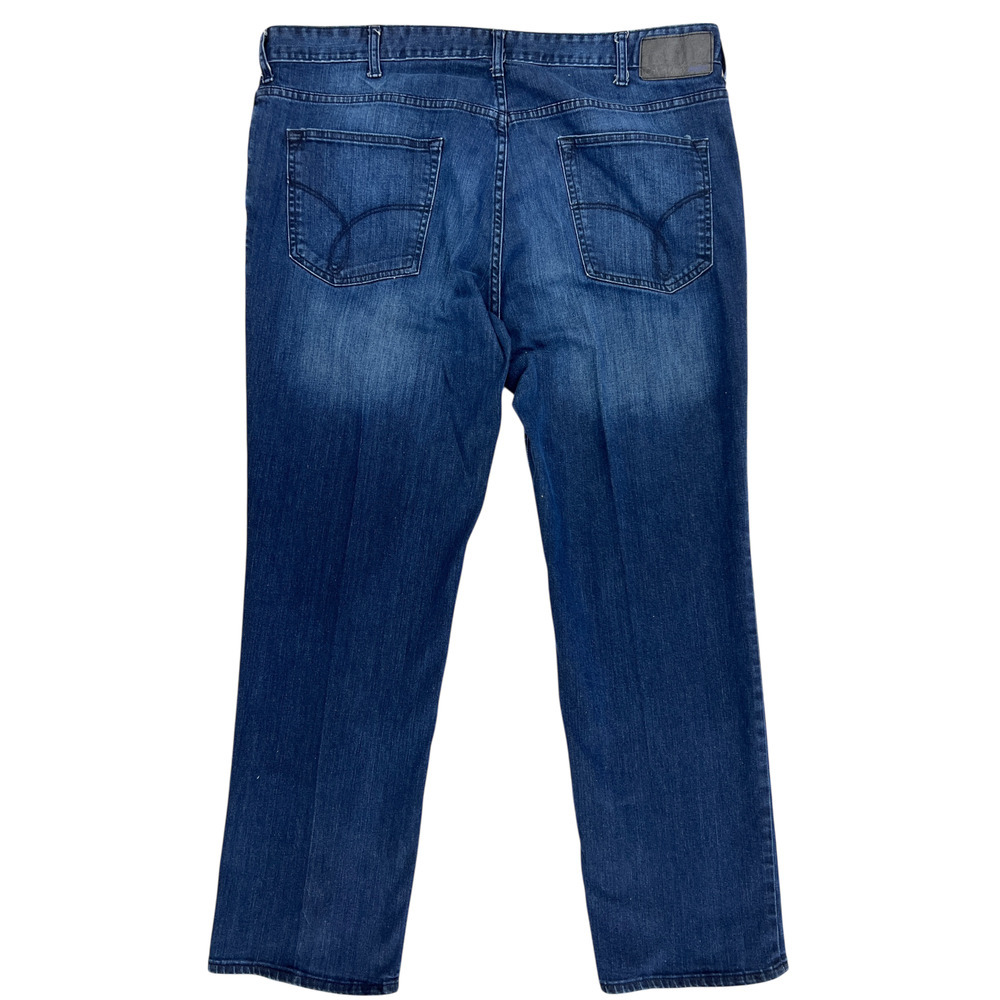 Calvin Klein Mens Slim Straight Leg Jeans 40x32 Dark Blue Denim pants blue - Picture 3 of 5